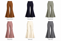 Pantalon évasé taille haute CURVE SPLIT pour femme. Panneau contrastant ton sur ton, ourlet brut, pli avant prononcé.