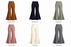 Pantalon évasé taille haute CURVE SPLIT pour <span class=keywords><strong>femme</strong></span>. Panneau contrastant ton sur ton, ourlet brut, pli avant prononcé. - Product Image 5