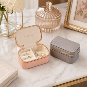 Custom Mini Velvet Jewelry <b>Box</b> with Zipper Closure Portable Jewelry Organizer Case for <b>Rings</b> Earrings and Small Accessories - Product Image 1