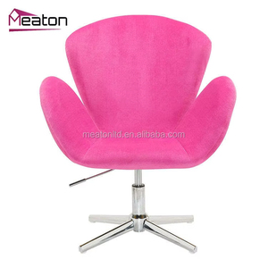 Cómodo Sillón tapizado con respaldo curvo, sillón giratorio de terciopelo con flores rojas - Product Image 4