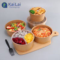 Biologisch afbreekbare, milieuvriendelijke, wegwerpbaar, op maat gemaakte logo kraft papieren lunchbox, afhaalverpakking, bento, fruitsalade, snack, snoepbakje