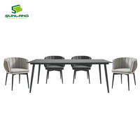 Ensemble de salle à manger Havana avec structure en aluminium, tressage en corde, structure KD, meubles d'extérieur stables pour terrasse, jardin, Horeca