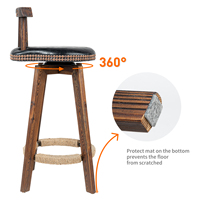 Tabourets de bar modernes en bois massif réglables avec assise en similicuir, repose-pieds en corde, dossier, résistants à l'eau, pivotants, pour la maison, le bar, l'extérieur, l'hôtel