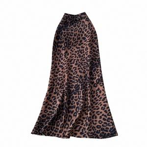 Summer Leopard Pencil <b>Skirt</b> Women Casual Empire Waist Breathable Satin 100% <b>Silk</b> Sustainable Anti-static Elegant Digital - Product Image 5