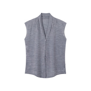 <strong>Women's</strong> 100% Wool Knit Vest Lightweight V-Neck <strong>Sleeveless</strong> Casual <strong>Cardigan</strong> Top for Suits Breathable Eco-Friendly Single Button - Product Image 3