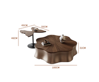 Nouvelle table basse design en forme de papillon avec pierres, style vintage minimaliste du milieu du siècle, hauteur réglable, mobilier écologique pour la maison