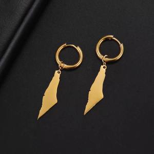 Manufacturer Stainless Steel Support Palestine <b>Map</b> Dangling Earrings Silver 18K Gold Plated Palestine <b>Map</b> Pendant Earrings - Product Image 3