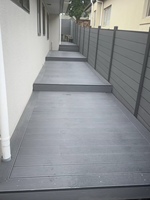 Plancher composite extérieur double face rainuré traditionnel en WPC, antidérapant, imperméable et écologique, à emboîtement