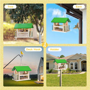 <span class=keywords><strong>Suet</strong></span> kafesleri ile sedir ağacı kuş besleyici, 2 meyve kabı ile dışarıda vahşi kuş besleyici asılı, veranda bahçe kuş besleyici - Product Image 5