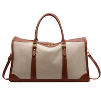 Échantillon Gratuit Sac de Voyage Vintage en Toile pour Femme avec Logo Personnalisé, Sac Fourre-tout de Sport à Fermeture Éclair, Sac à Main Tendance avec Lettres
