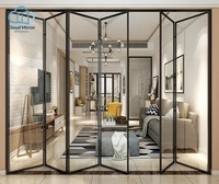 Puerta Plegable Moderna Minimalista de Aluminio y Vidrio Templado, Divisor de Habitaciones Interior/Exterior para Apartamentos y Casas de Vacaciones