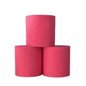 Fabrik direkt Großhandel billig hochwertige 3-lagige jungfräuliche Holz zellstoff rot gefärbtes Toiletten papier