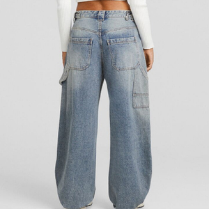 Jeans Clásicos de Corte Recto para Mujer, Pantalones de Mezclilla Azul Lavado, Estilo Vintage, Casuales, Cómodos, de Algodón, para Uso Diario - Product Image 2