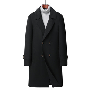 Abrigo <span class=keywords><strong>de</strong></span> Lana Tejida <span class=keywords><strong>de</strong></span> Invierno para Hombre, Corte Largo, Estilo Casual, Doble Botonadura, Chaqueta Juvenil - Product Image 6