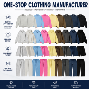 Ensemble de sweats à capuche épais avec broderie et impression de logo personnalisés, fabricant de vêtements OEM ODM, streetwear oversize, marque privée, vente en gros - Product Image 1
