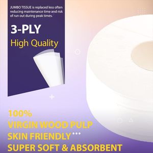 Rollo de <span class=keywords><strong>Papel</strong></span> Higiénico Jumbo Ultra Suave de 3 Capas de Pulpa de Madera, 8'' de Diámetro (20cm), Blanco (4 <span class=keywords><strong>Rollos</strong></span>/Caja) - Product Image 4