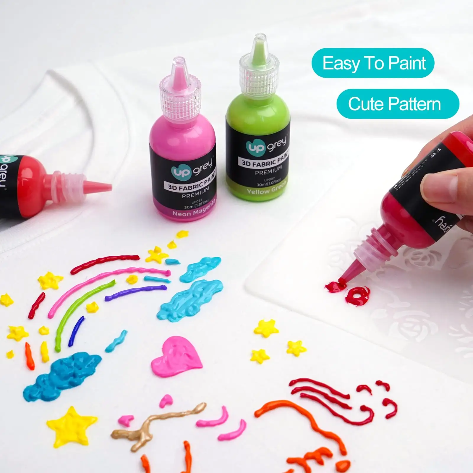 Warna kustom ramah lingkungan profesional 30 ml lukisan kain neon pada kain untuk anak DIY pakaian gambar