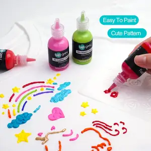 Professional environmentally friendly custom colors 30 ml fluorescent fabric paintings on the cloth for kid DIY drawing clothes