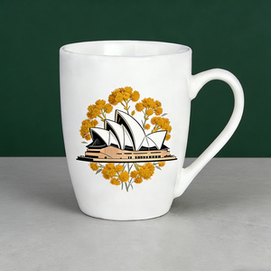 Mug en céramique personnalisé de l'Opéra de Sydney - Tasse à café blanche de 12 oz avec motif floral, souvenir d'Australie - Product Image 3