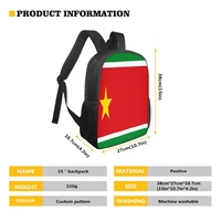 Sac à dos en toile de polyester imprimé numériquement avec drapeau régional de la Guadeloupe, 15 pouces, fermeture éclair, poche intérieure, pour étudiant, usage quotidien, extérieur