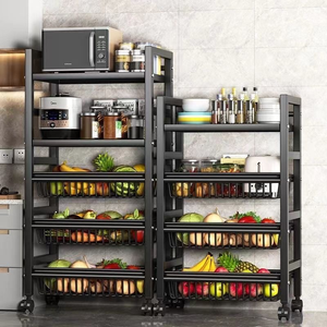 MIXWARES Scaffale da <span class=keywords><strong>Cucina</strong></span> Moderno Pieghevole <span class=keywords><strong>a</strong></span> Quattro Ripiani <span class=keywords><strong>con</strong></span> Ruote Girevoli, Mensole in Metallo per Uso Domestico - Product Image 1