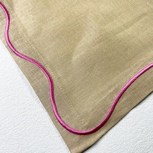 Embroidered Edge <b>Table</b> <b>Linen</b> Wholesale French Organic Flax Placemat Wedding <b>Table</b> <b>Cloth</b> <b>Linen</b> Napkins French Luxury Dinner Mat - Product Image 3