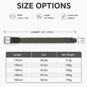 Cinturón Elástico Trenzado Personalizado con Punta de Cuero PU, Ajustable, Sin Agujeros, Cinturón Casual de Golf para Hombre y <span class=keywords><strong>Mujer</strong></span> - Product Image 5