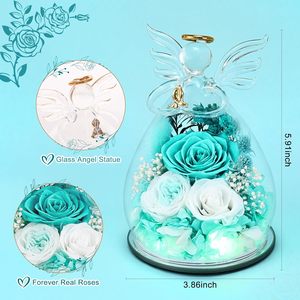 Preserved Rose Forever Flower in Glass Angel Figurines Fresh Flowers for Delivery <b>Prime</b> for Mom Real Roses for Sister Wife - Product Image 2