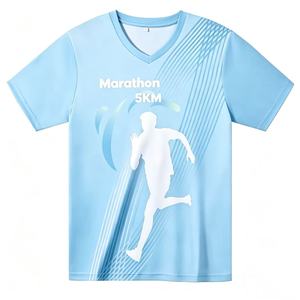 Camiseta de running personalizada barata con logo para maratón, publicidad, impresión 3D, 100% poliéster, camisetas en blanco para sublimación - Product Image 1