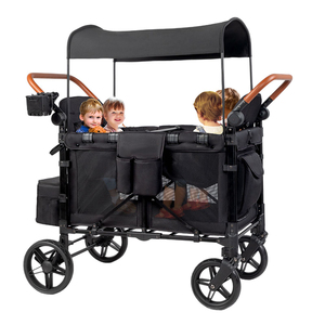 Poussette-chariot multifonctionnelle pliable de style européen 2025 avec auvent, 4 places pour enfants - Product Image 3