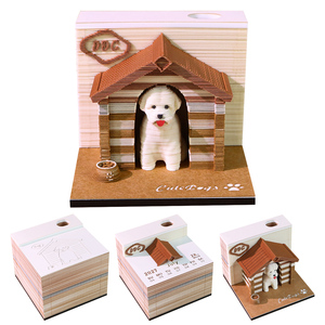 Bloc-notes 3D en forme <span class=keywords><strong>de</strong></span> chiot mignon, notes adhésives créatives en forme d'animal, sculpture en papier, décoration <span class=keywords><strong>de</strong></span> bureau, cadeau pour les amoureux des animaux - Product Image 1