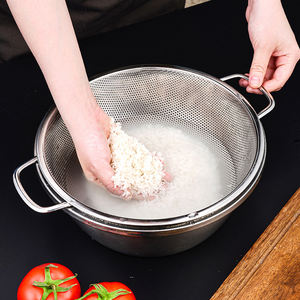 <span class=keywords><strong>Escurridor</strong></span> <span class=keywords><strong>de</strong></span> <span class=keywords><strong>verduras</strong></span> <span class=keywords><strong>de</strong></span> acero inoxidable a <span class=keywords><strong>precio</strong></span> <span class=keywords><strong>de</strong></span> fábrica Yurtrain, colador, lavadora <span class=keywords><strong>de</strong></span> arroz grande, mango Binaural, Grado Alimenticio, duradero - Product Image 5