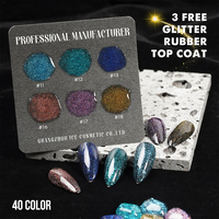 3 vernis de finition en gel UV épais à paillettes, sans HEMA ni TPO, pour nail art, effet scintillant, compatible UV LED, dissoluble, pour salons