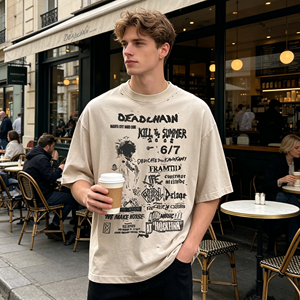 เสื้อยืดเจอร์ซีย์ผู้ชายไซส์ใหญ่พิเศษ แบบเรียบ ล้างสีสไตล์วินเทจ พิมพ์ลายลำลอง มีเอกลักษณ์ คุณภาพสูง ผ้าฝ้าย 100% สตรีทแวร์ - Product Image 2