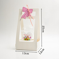 Boîte d'emballage portable blanche XiYu pour dim sum, gâteaux, fruits, à emporter, avec fenêtre transparente et décoration nœud.