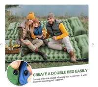 Tapis de couchage de camping, tapis de camping ultraléger avec oreiller pompe à pied intégrée coussins de couchage gonflables compacts pour le camping