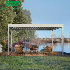 Gazebo de Jardín Automático Impermeable de 4x7m, Pérgola Retráctil Motorizada con Puerta Corredera de Vidrio - Product Image 3