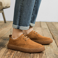 Chaussures basses en cuir suédé véritable pour hommes, nouveau modèle printemps 2023, à lacets, antidérapantes, avec logo embossé, style rétro décontracté, motif animalier