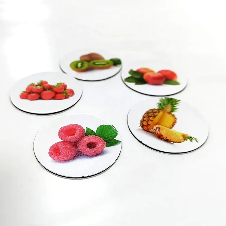Ímãs de papel para geladeira para decoração de casa, presentes, desenhos de frutas em formato redondo de 4 cm