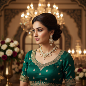 Impresionante conjunto de collar de piedra Polki Kundan chapado en oro elegante colección de joyería fina joyería nupcial y de fiesta para mujer - Product Image 3