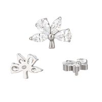 Anting modis Labret Titanium CZ bunga internal berulir atas Helix cincin telinga cincin hidung perhiasan tindik grosir