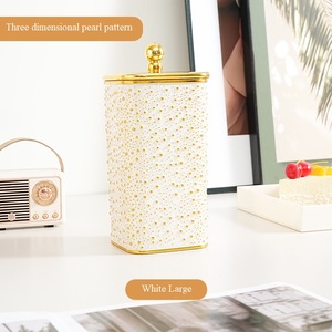 Ensemble de 3 pots de rangement dorés avec couvercles dorés, motif perle, organisation de la cuisine, récipients décoratifs - Product Image 4