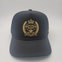 Gorras de Golf Deportivas Negras Personalizadas Unisex al por Mayor, Estructuradas, de Tela de Rizo, Nailon, con Logotipo Bordado, 5 Paneles, Transpirables