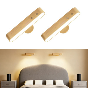 Wood <b>Wall</b> Lamp Led Touch Control Dimmable Minimalist Bedroom <b>Bedside</b> <b>Lighting</b> Beige 120cm - Product Image 1