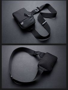 Sac de poitrine tactique minimaliste EDC pour hommes avec port USB, résistant à l'eau, sangle réglable, poches zippées sécurisées - Product Image 3