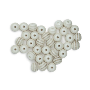 Perline bianche a strisce Ilan Abalorio da 10 mm per la creazione di gioielli - Product Image 1