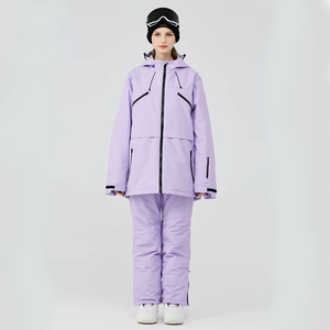 Trajes de esquí transpirables de dos piezas personalizados, pantalones <span class=keywords><strong>con</strong></span> <span class=keywords><strong>tirantes</strong></span> a prueba de viento y chaqueta de Snowboard para hombres y mujeres, pantalones <span class=keywords><strong>con</strong></span> pechera de esquí de talla grande - Product Image 5