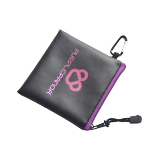 Étui à fermeture éclair en cuir PU souple noir avec logo personnalisé pour l'emballage des écouteurs - Product Image 3