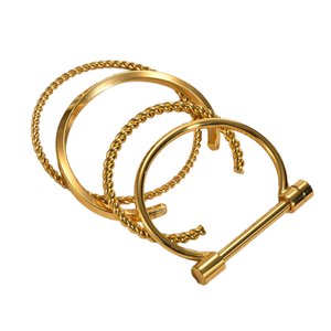 カスタムジュエリーミニマリスト18k金メッキステンレススチール女性用ヨーロッパスタイルバングルシンプルカフファッションブレスレット - Product Image 1