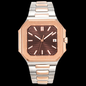Reloj de Negocios Elegante con Caja Octogonal Decorada en Oro Rosa, Visualización de Fecha, el Primer Reloj para Hombres de Negocios de Alta Gama - Product Image 3
